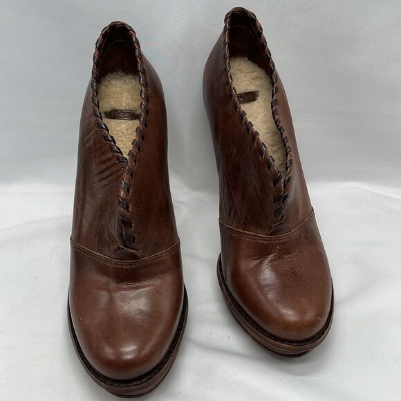 UGG Jameson Brown Leather Platform Heels - Picture 3 of 10